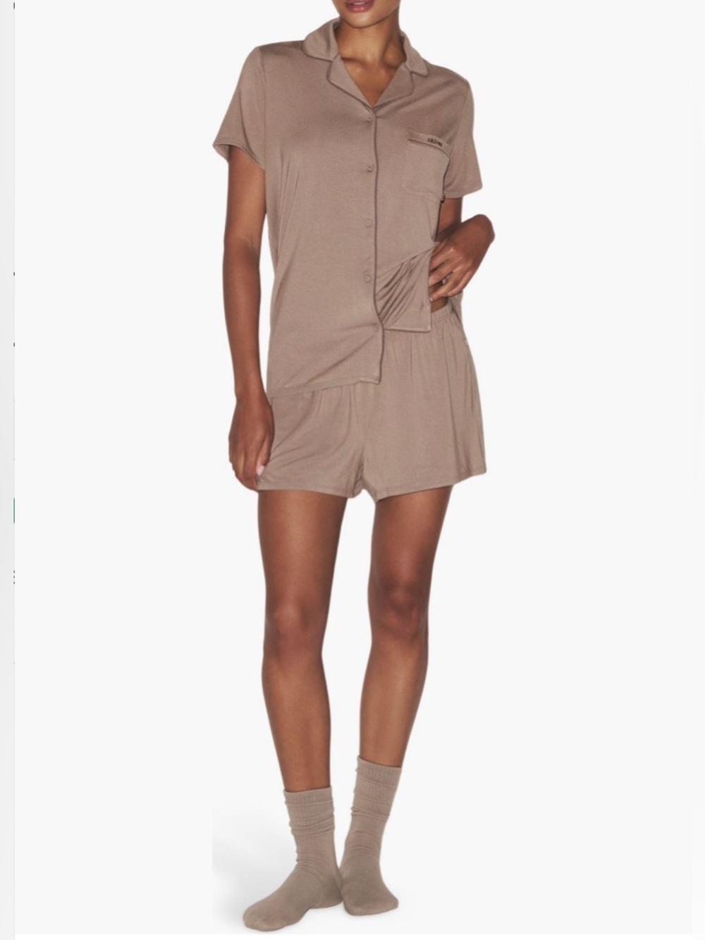 Skims Soft Lounge Short Sleep Set in Fossil